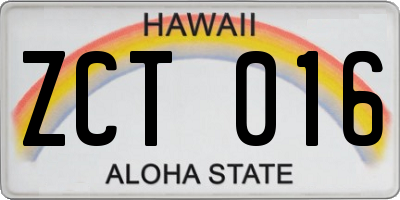 HI license plate ZCT016