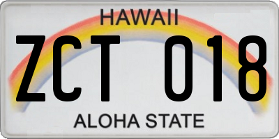 HI license plate ZCT018