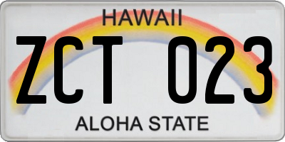 HI license plate ZCT023