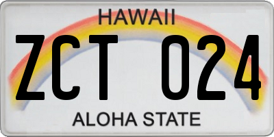 HI license plate ZCT024