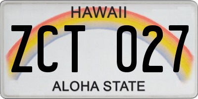 HI license plate ZCT027