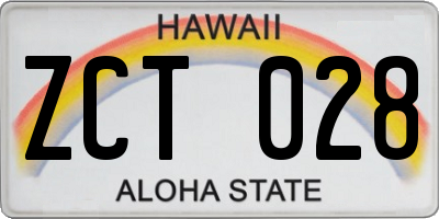 HI license plate ZCT028