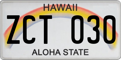HI license plate ZCT030