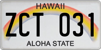 HI license plate ZCT031