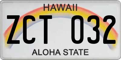 HI license plate ZCT032