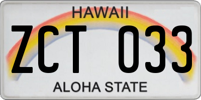 HI license plate ZCT033