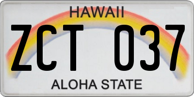 HI license plate ZCT037