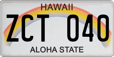 HI license plate ZCT040
