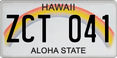 HI license plate ZCT041