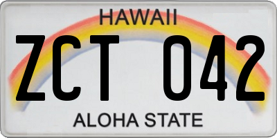 HI license plate ZCT042