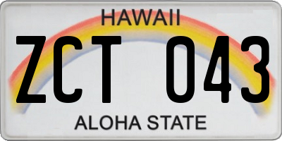 HI license plate ZCT043