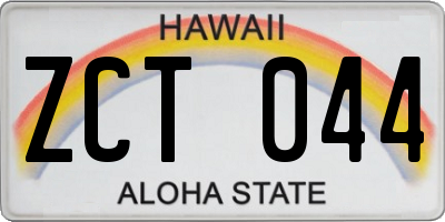 HI license plate ZCT044