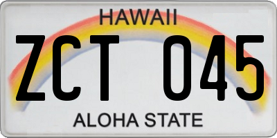 HI license plate ZCT045