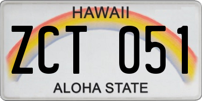 HI license plate ZCT051