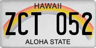 HI license plate ZCT052