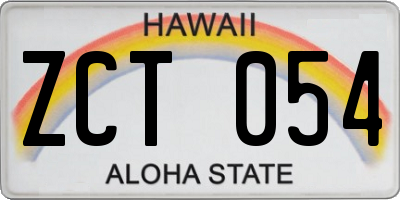 HI license plate ZCT054