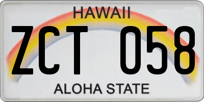 HI license plate ZCT058