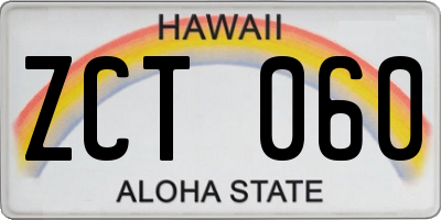 HI license plate ZCT060