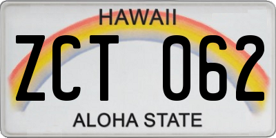 HI license plate ZCT062