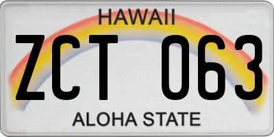 HI license plate ZCT063