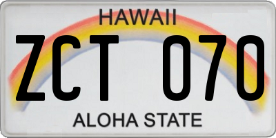 HI license plate ZCT070