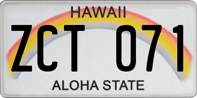 HI license plate ZCT071
