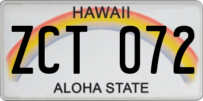 HI license plate ZCT072