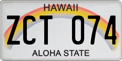 HI license plate ZCT074