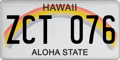 HI license plate ZCT076