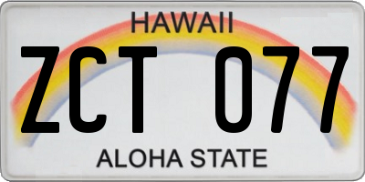 HI license plate ZCT077