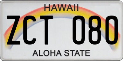 HI license plate ZCT080