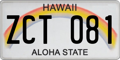 HI license plate ZCT081