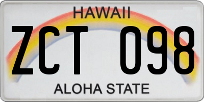 HI license plate ZCT098