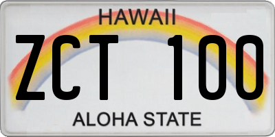 HI license plate ZCT100