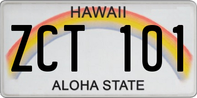 HI license plate ZCT101