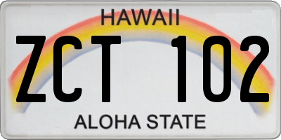 HI license plate ZCT102