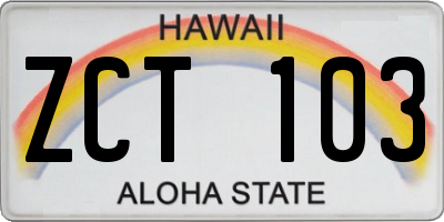 HI license plate ZCT103