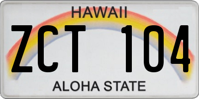 HI license plate ZCT104