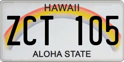 HI license plate ZCT105