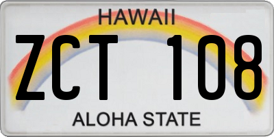 HI license plate ZCT108