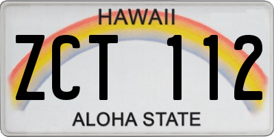 HI license plate ZCT112