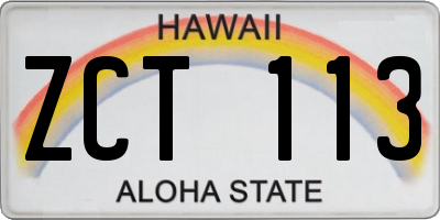 HI license plate ZCT113