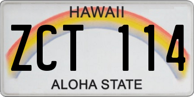 HI license plate ZCT114