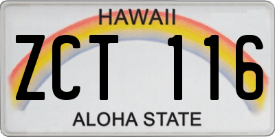 HI license plate ZCT116