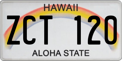 HI license plate ZCT120