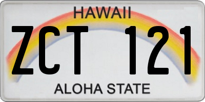 HI license plate ZCT121