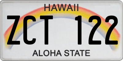 HI license plate ZCT122