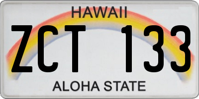 HI license plate ZCT133