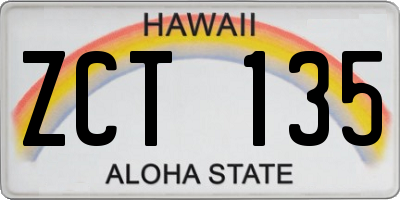 HI license plate ZCT135
