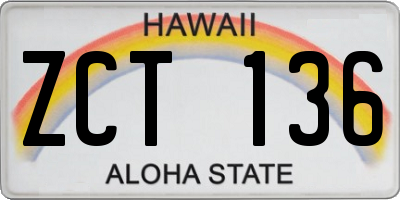 HI license plate ZCT136